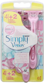 Rasoio da donna usa e getta 3 lame Venus Simply, 6 pz