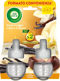 Ricarica bipacco per diffusore elettrico alla vaniglia e burro di karitè, 38 ml