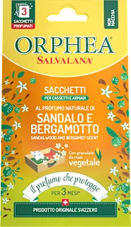 Salvalana - Sacchetti per armadi e cassetti al profumo di sandalo e bergamotto, 3 pz