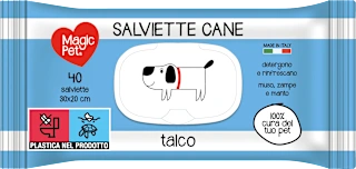 Salviette detergenti con talco per animali, 40 pz