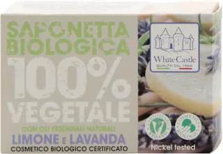 Sapone solido biologico vegetale limone e lavanda, 125 g