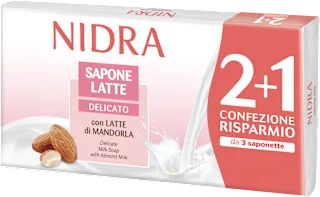 Sapone solido delicato con latte di mandorla, 3 pz