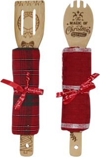 Set mestolo e canovaccio natalizi, assort., 1 pz
