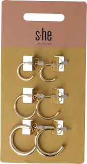 Set orecchini a cerchio dorati, 6 pz
