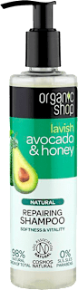 Shampoo riparatore all'avocado bio e miele bio, 280 ml