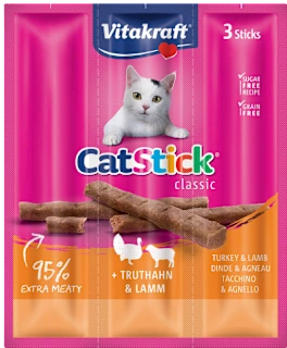 Snack per gatti Cat Stick al tacchino e agnello, 18 g