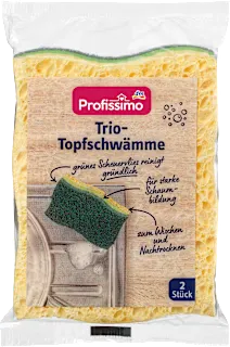 Spugne stoviglie a tre strati in cellulosa, 2 pz