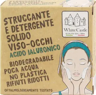Struccante e detergente solido viso-occhi acido ialuronico, 80 g