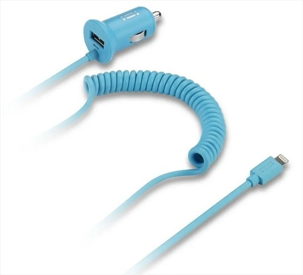 AIINO - Car Charger 1USB 2.4A w/built-in Micro USB-Blue