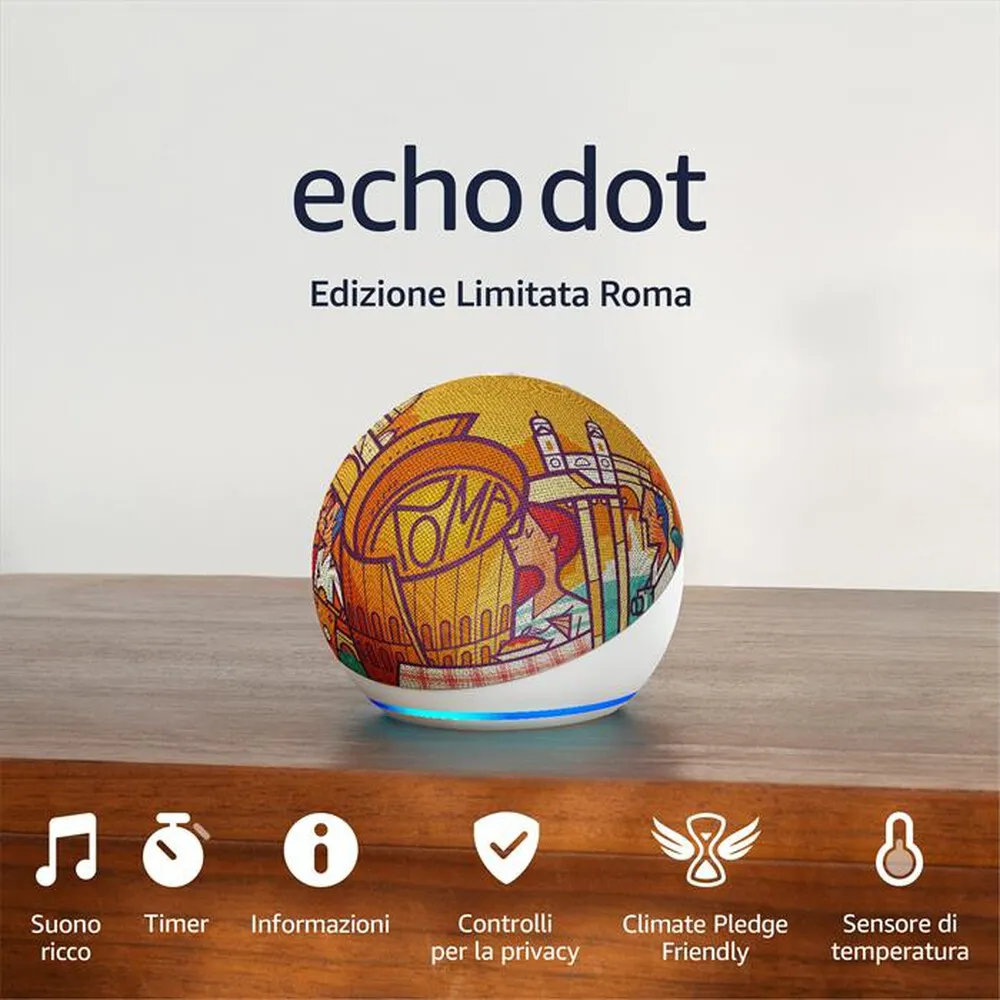 AMAZON - ECHO DOT EDIZIONE LIMITATA ROMA-Bianco