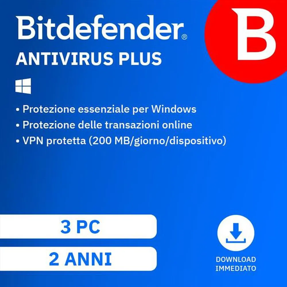 BITDEFENDER - Antivirus Plus 2 Anni - 3 PC