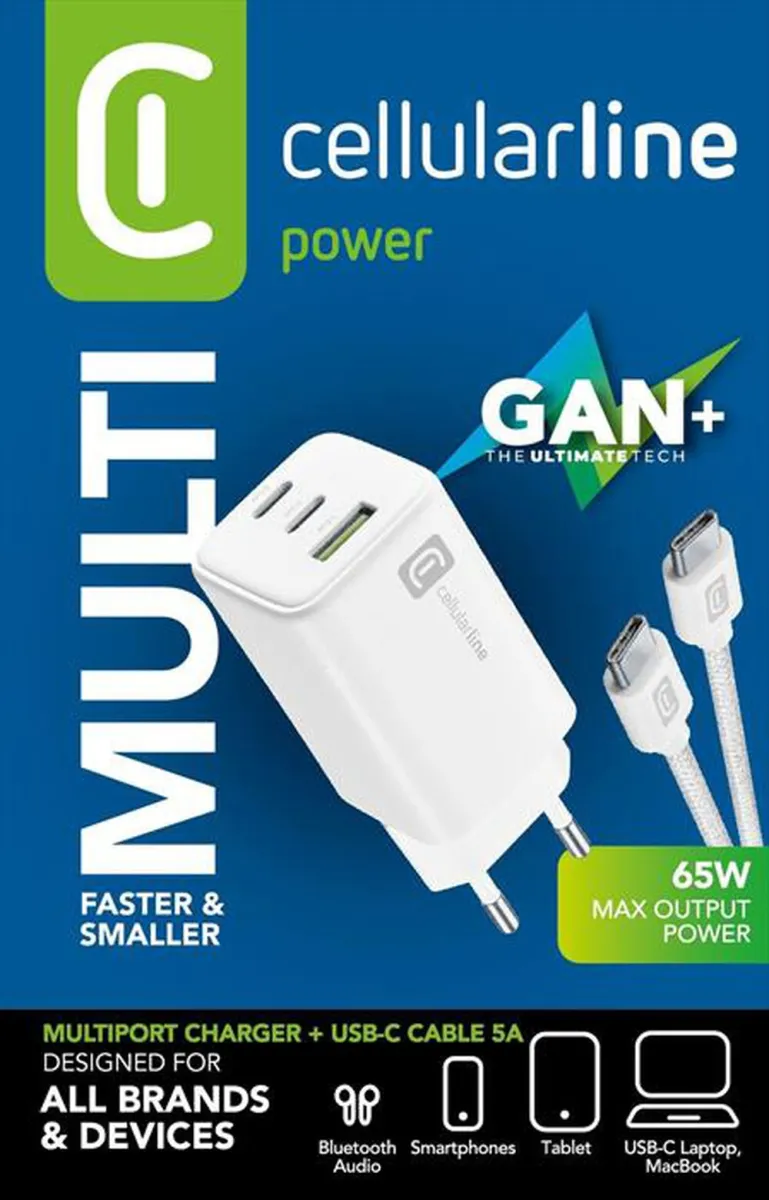 CELLULARLINE - MULTIPOWER 65W KIT ACHKITC2CGAN65TABW-Bianco