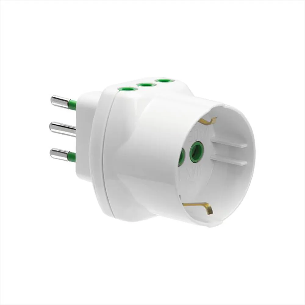 EKON - Adattatore triplo 2 prese italiane ECELADA2IT1DE16-Bianco
