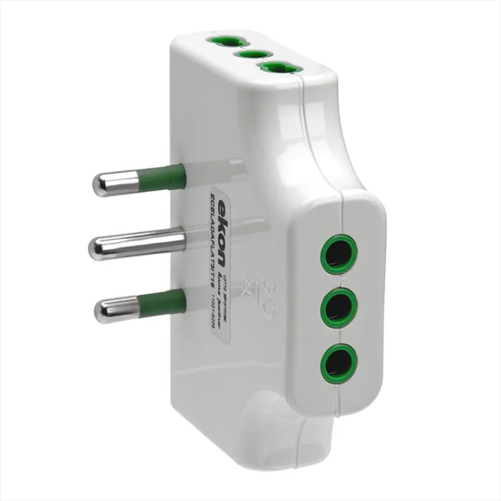 EKON - Adattatore triplo piatto 10A-Bianco