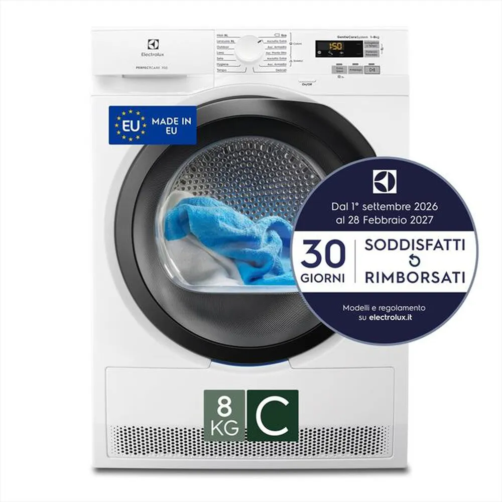ELECTROLUX - Asciugatrice EW7H583B 8Kg Classe C-Bianco/oblò nero