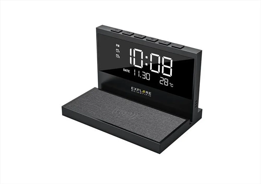 EXPLORE SCIENTIFIC - OROLOGIO DA SCRIVANIA CON RICARICA WIRELESS-Black