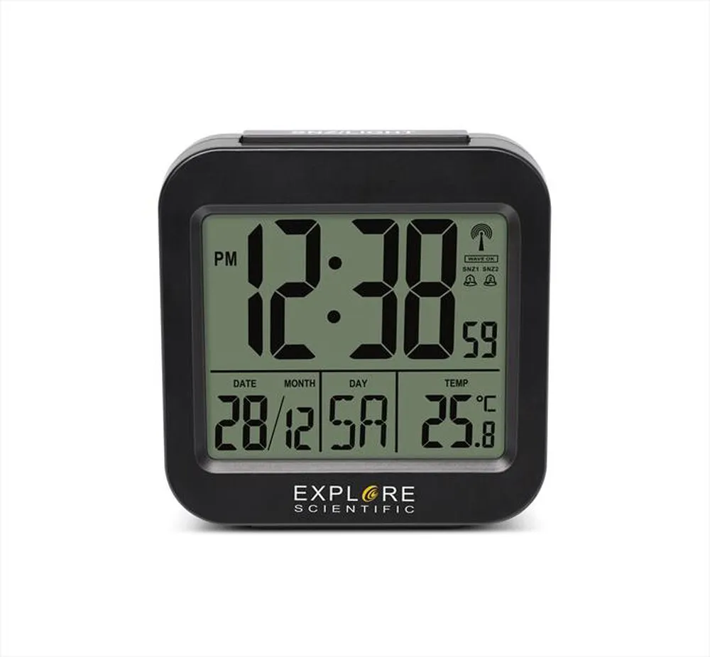 EXPLORE SCIENTIFIC - RDC1008 OROLOGIO RADIOCONTROLLATO DA VIAGGIO,-Black