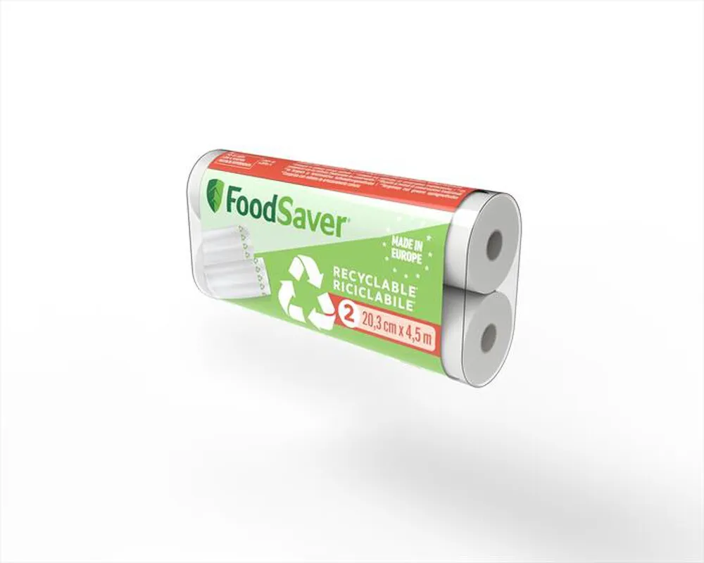 FOODSAVER - 2 ROTOLI RICICLABILI 20CM X 4,5 MT-TRASPARENTE