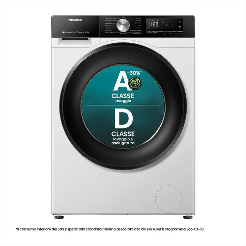 HISENSE - Lavasciuga WD3S8043BW3 8/5 Kg Classe D-Bianco