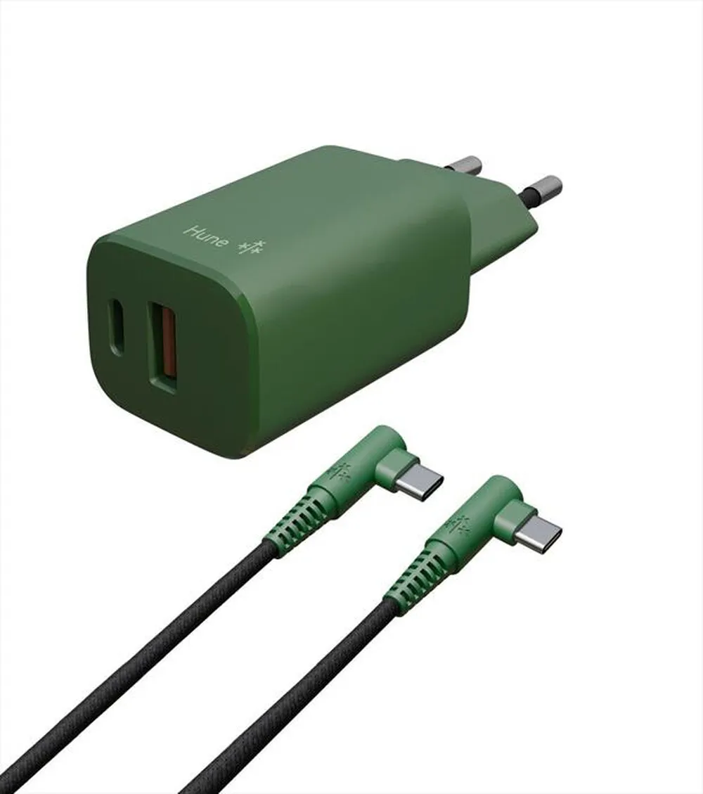 HUNE - Caricatore Fast Charge NOMADE-20CC-Verde Foresta