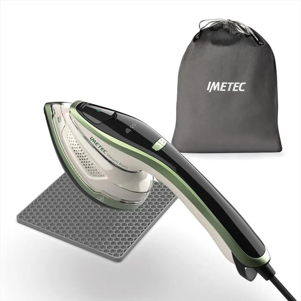 IMETEC - Ferro da stiro verticale STEAM EASY-Bianco, verde, nero