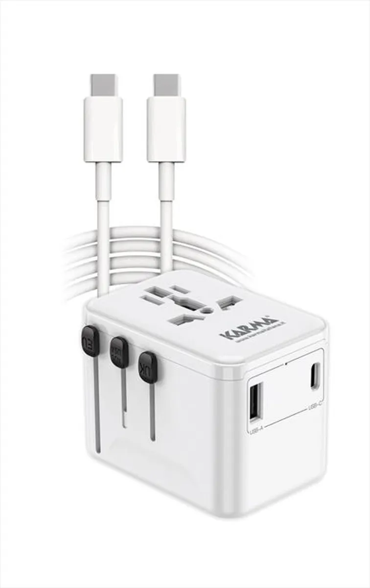 KARMA - Adattatore da viaggio CC9602USBC-Bianco
