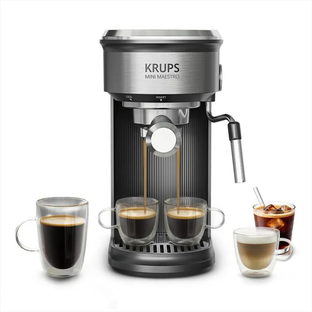 KRUPS - Macchina per caffè espresso Mini Maestro XP350DE0-Nero/Inox