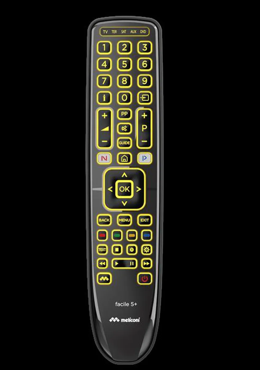 MELICONI - Telecomando universale 5 in 1 GUMBODY FACILE 5+-Calotta ABS nera opaca con ins