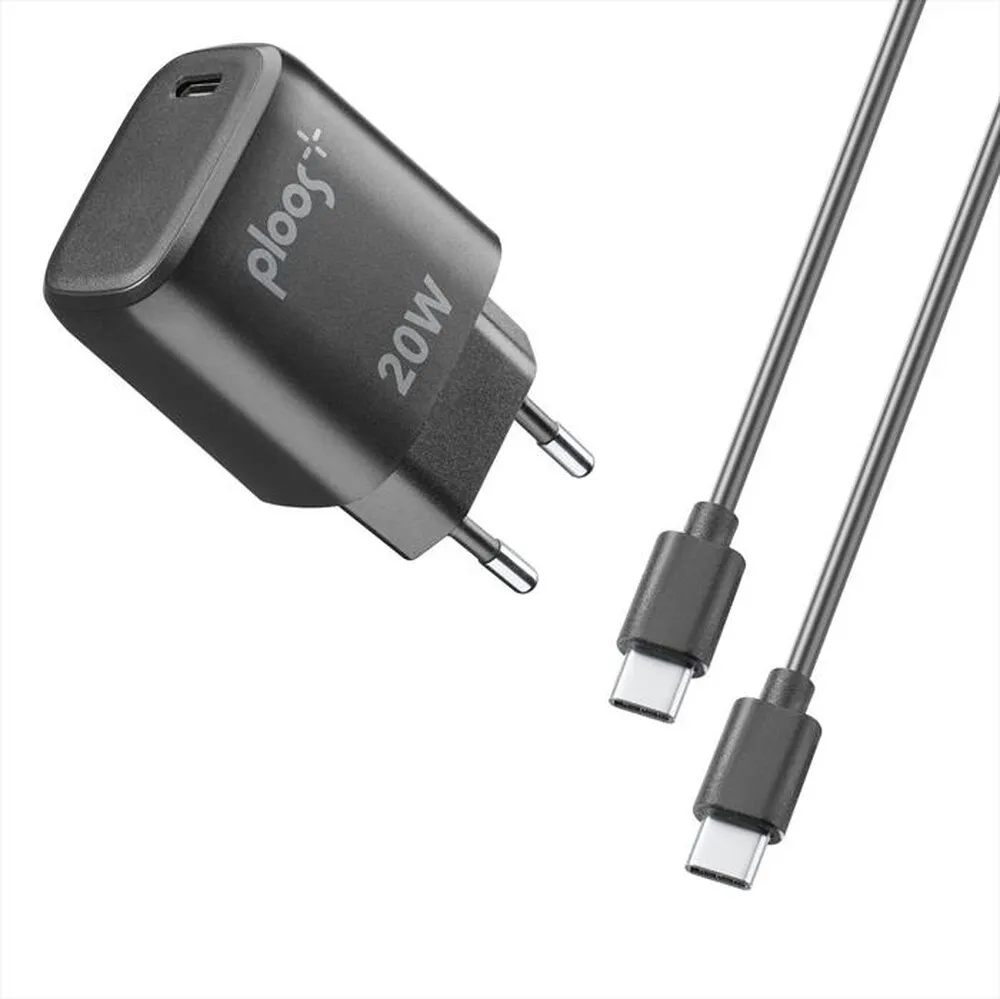 PLOOS - Caricabatterie KIT ADAPTER 20W/USB-C TO USB-C-Nero