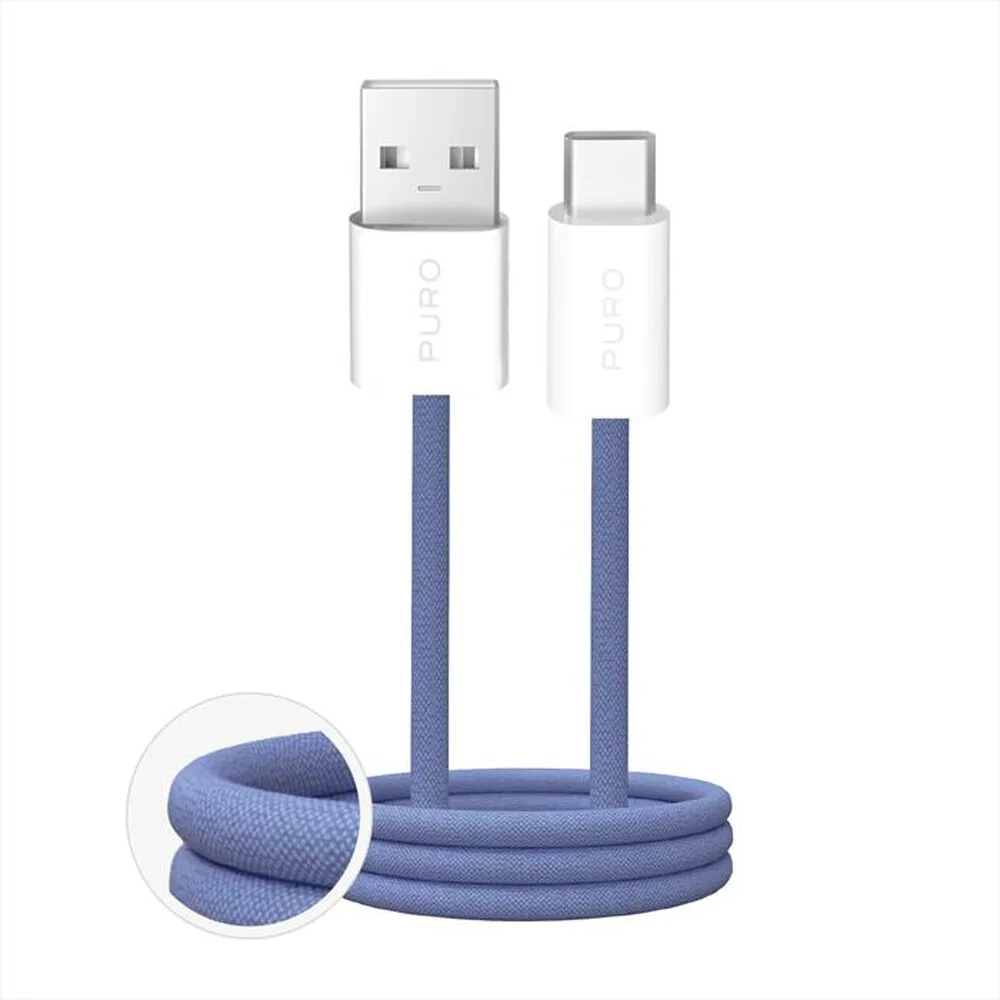 PURO - Cavo in tessuto FABRIK da USB-A a USB-C-Blue Lagoon