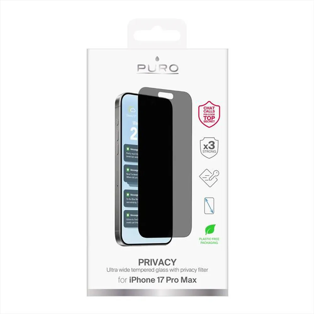 PURO - Vetro Temperato Privacy per iPhone 17 Pro Max-Trasparente