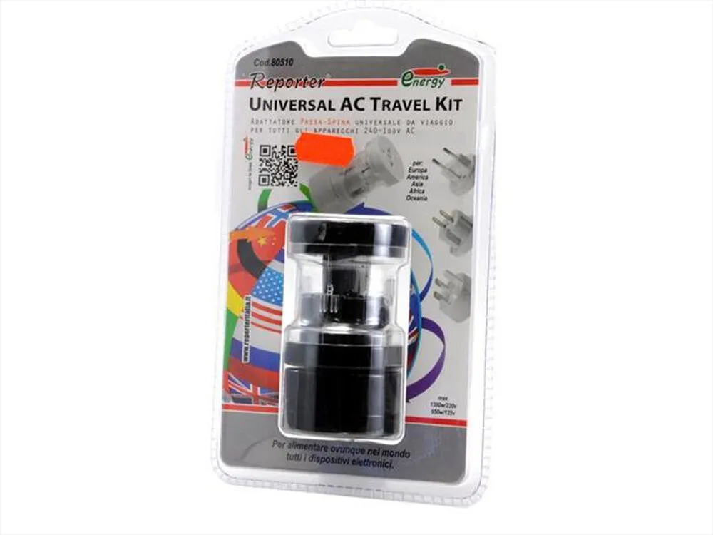 REPORTER - ADATTATORE UNIVERSALE DA VIAGGIO-Nero