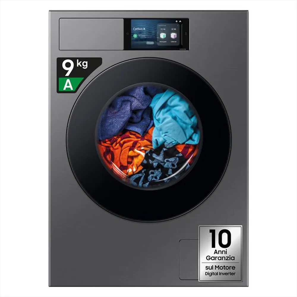 SAMSUNG - Lavatrice WF90F09C4SU3 9KG Classe A-Dark Silver Steel - oblò Nero
