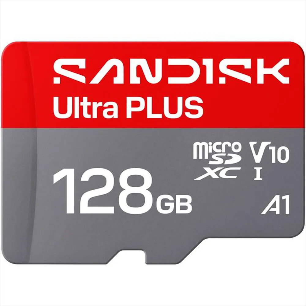SANDISK - MEM.MICRO SD ULTRA PLUS 128GB XC +ADATT.SD A1 V10-grigio