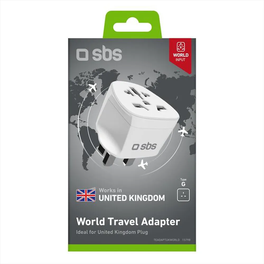 SBS - Adattatore da presa muro UK a Universale-Bianco