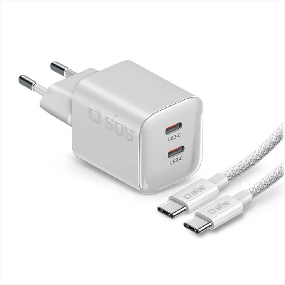 SBS - Caricatore GaN Mini 100W Dual USB-C-bianco