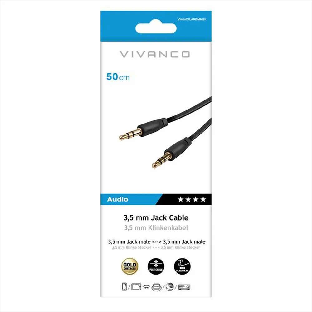 SBS - Cavo audio stereo con Jack 3,5 mm maschio-maschio-Nero