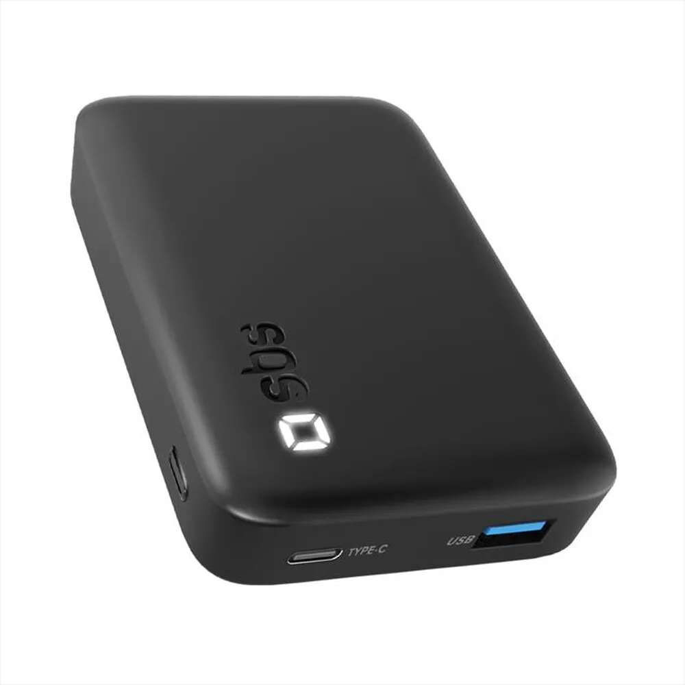 SBS - Powerbank compatto 10000mAh 10W LED-Nero