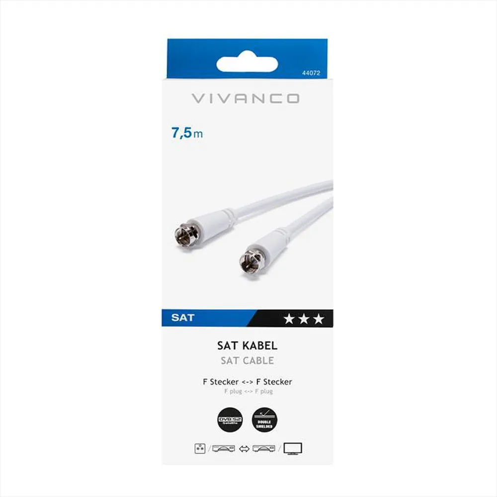 SBS - Receifer connection,F plug.F plug.7,5m-Bianco