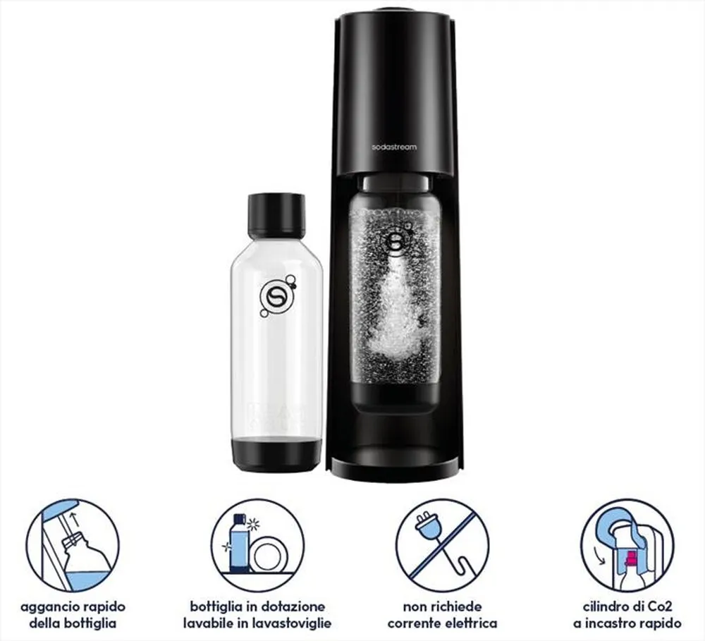 SODASTREAM - Gasatore CLASSIC BLACK CON 2 BOTTIGLIE-NERO