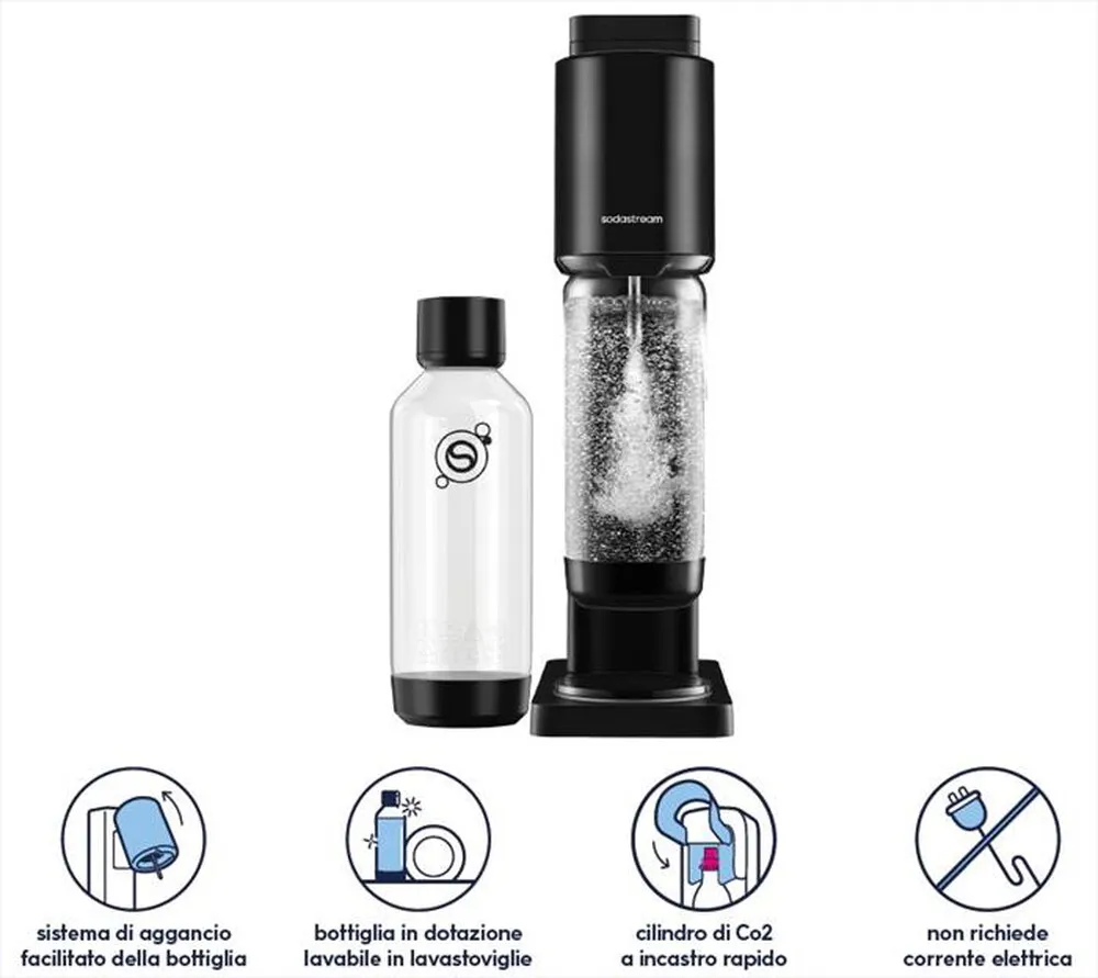 SODASTREAM - Gasatore FRESH CON 2 BOTTIGLIE-NERO