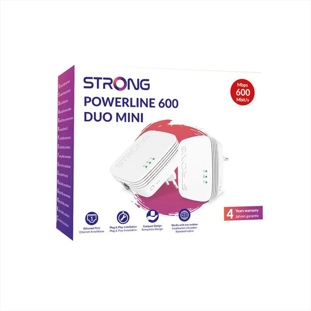 STRONG - Kit di 2 adattatori Powerline 600 Mini PL600MDUO-BIANCO