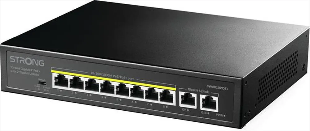 STRONG - Switch Gigabit PoE+ a 10 porte 8P+2UPLINK ETHER-Nero
