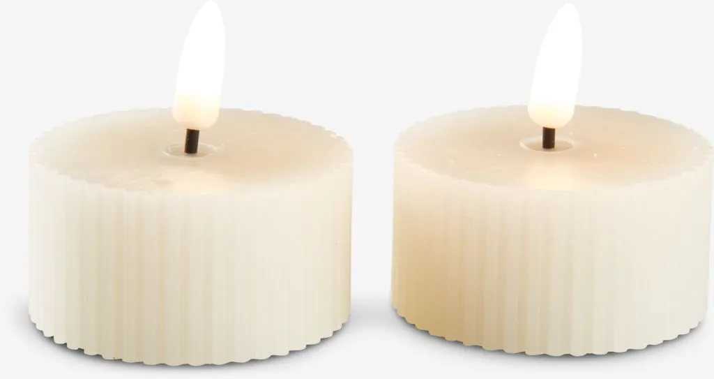 Candeline LED GERI Ø6xH3 cm 2 pezzi bianco