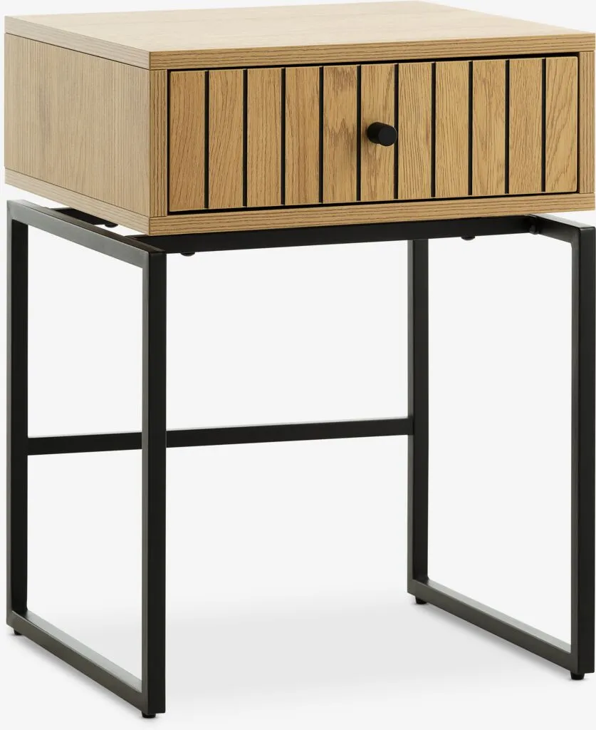 Comodino HEMDRUP 1 cassetto color rovere caldo/nero