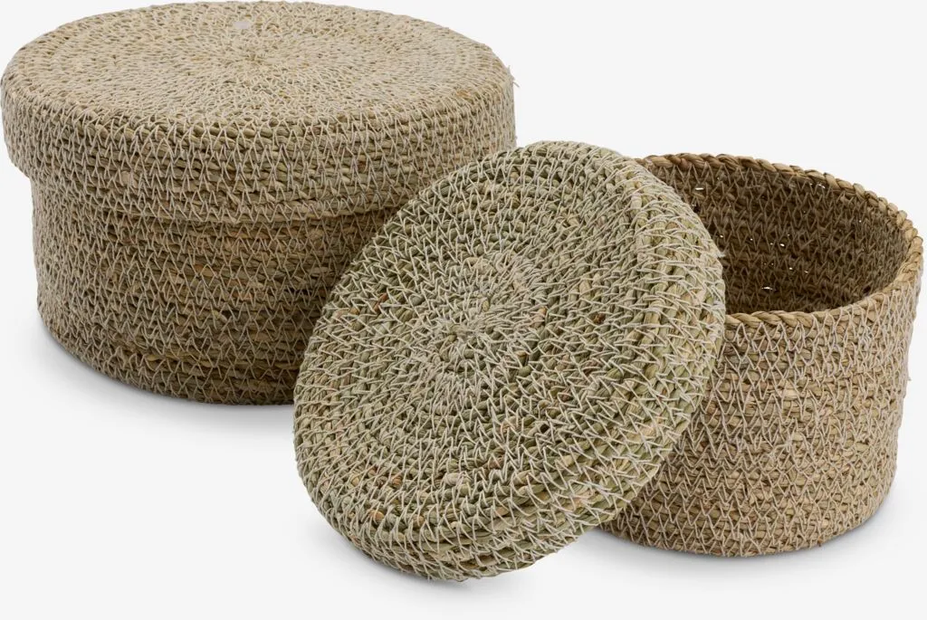 Contenitore portaoggetti HARRY Ø15/20 con coperchio 2 pz nat