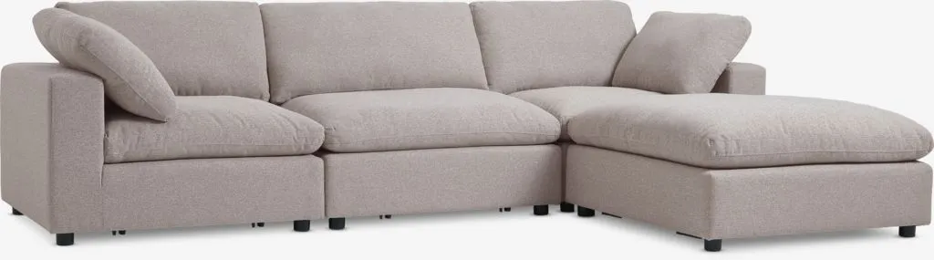 Divano modulare LYBY 3 posti chaise longue tessuto sabbia