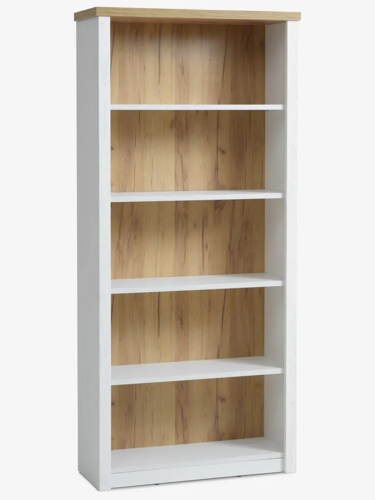 Libreria MARKSKEL 5 ripiani bianco/color rovere selv. nat.