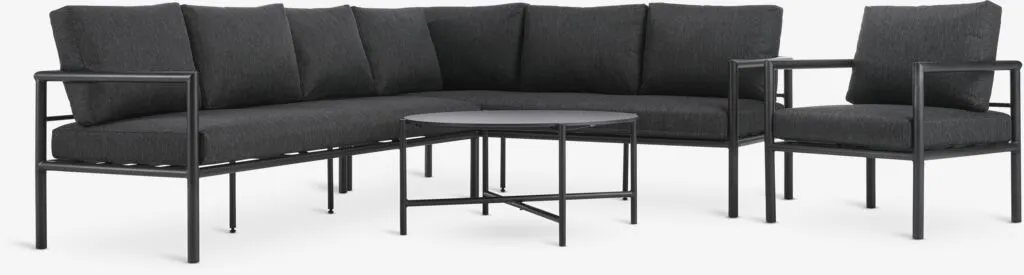 Salotto da giardino TAERNABY 7 posti nero