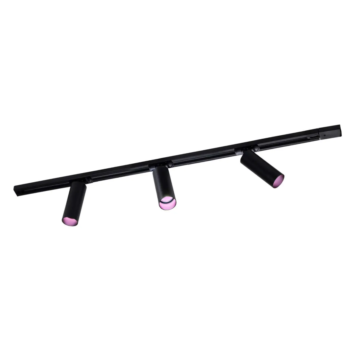 1m Illuminazione a Binario LED Intelligente - 3 Faretti GU10 - 4.9W - RGB+CCT - Dimmerabile - Binario Monofase - Nero